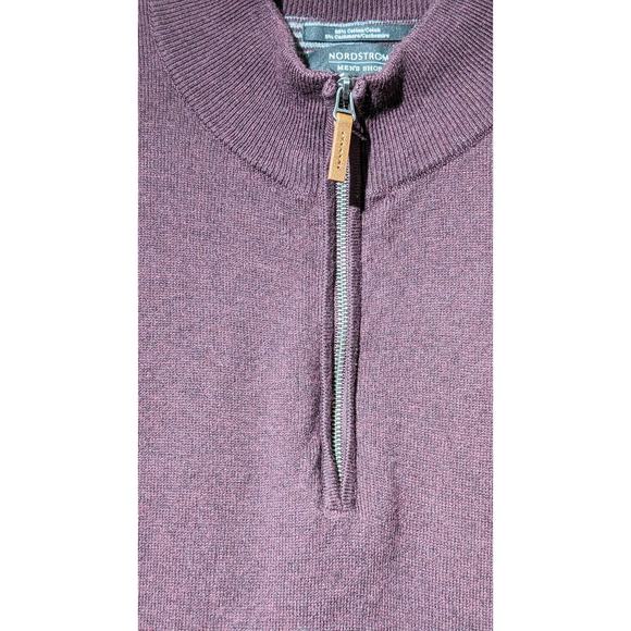 Nordstrom Men's Shop Cotton Cashmere Blend Quarter Zip Burgundy Sweater Mens XL - Picture 9 of 9